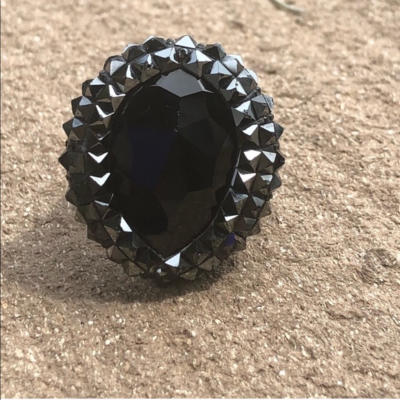 Swarovski Ring Black Hematite Jet Vesue Cocktail - Picture 6 of 12